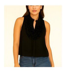 Ruffle Lightweight Blouse~ Women’s~ Chiffon Tank Top Coquette Y2K Size L